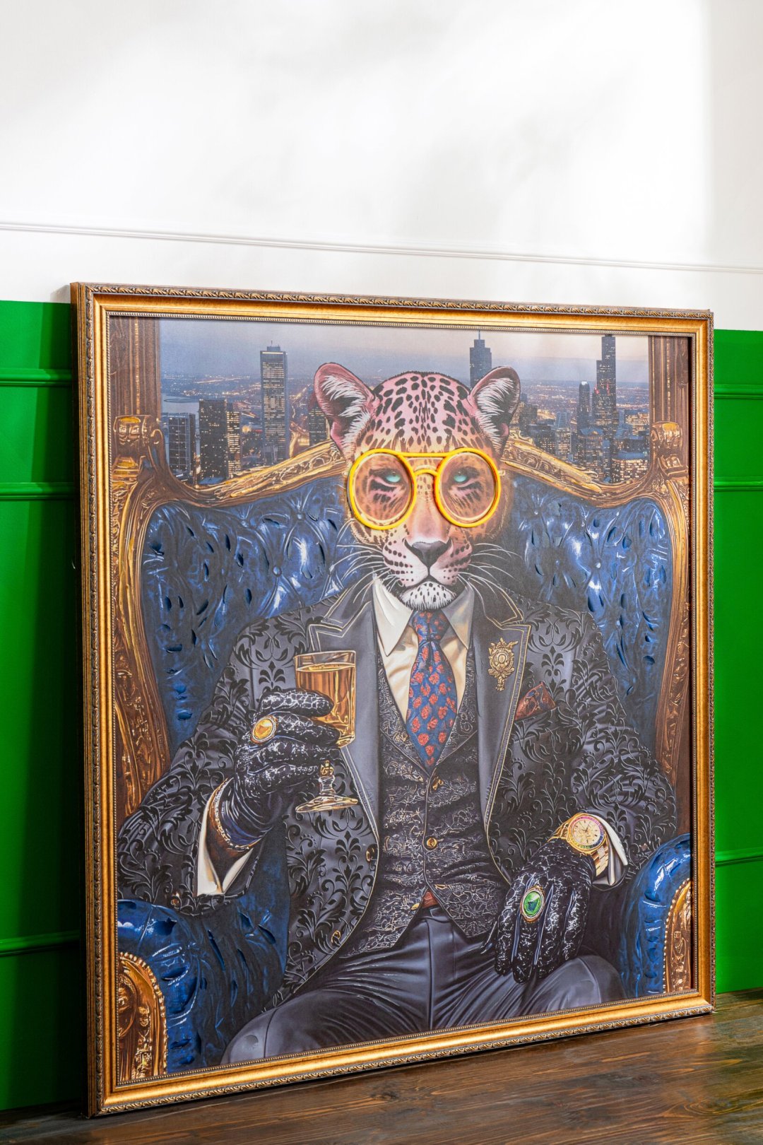 Painting LED Leopard Square Canvas Multicolored