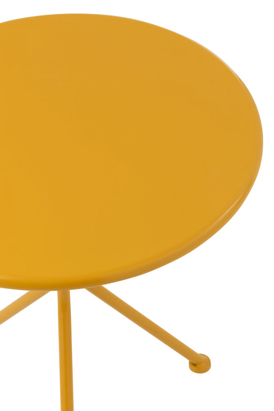 Garden Table Tripod Round Metal Ocher Yellow Small