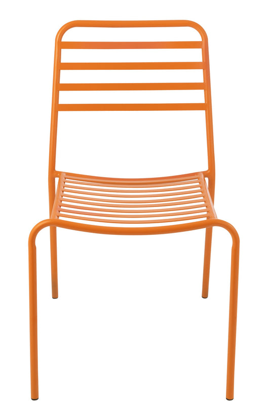 Garden Chair Striped Metal Orange