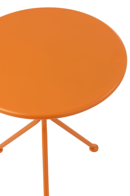 Garden Table Tripod Round Metal Orange Small