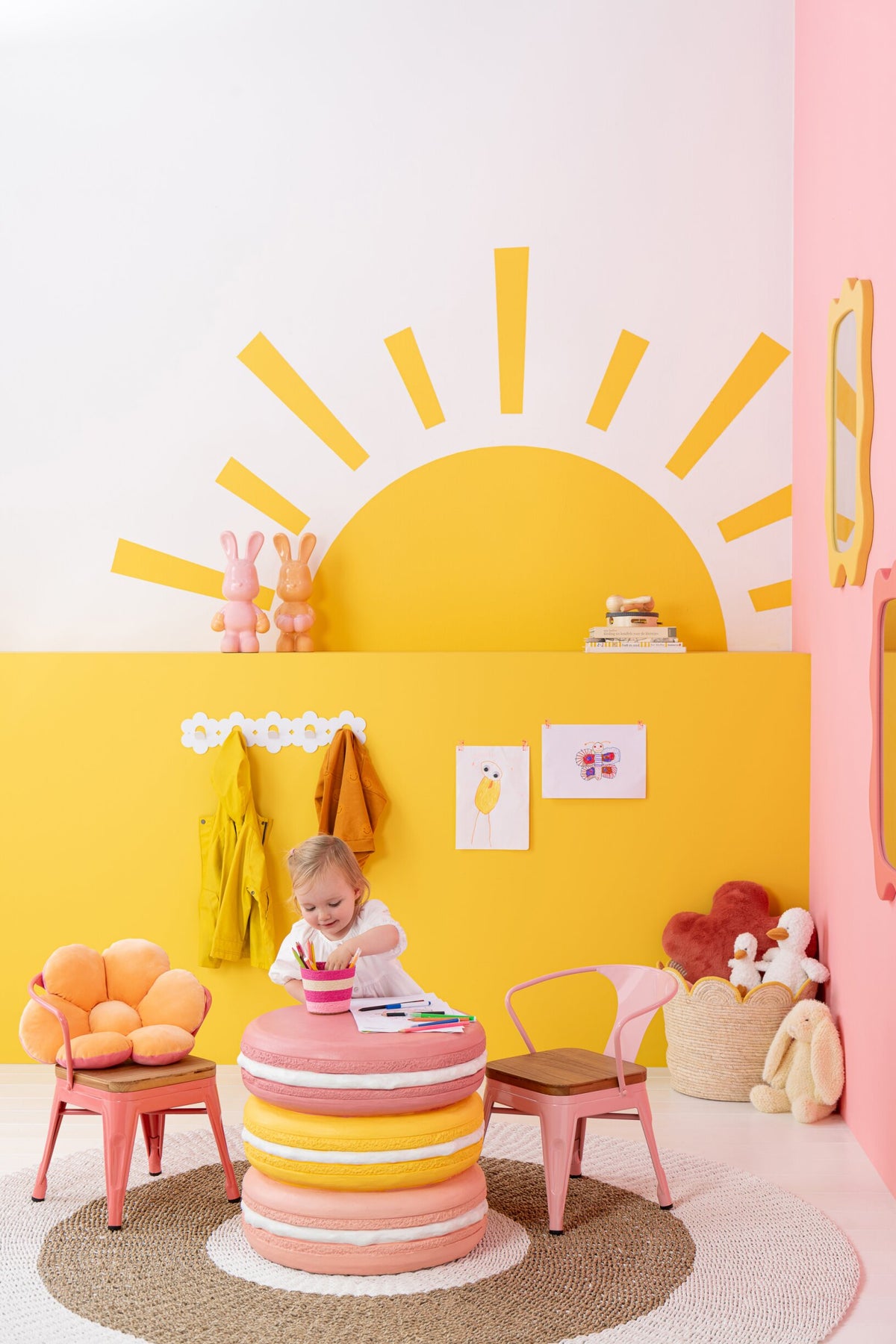 Kids Chair Evi Iron/Plywood Dark Pink