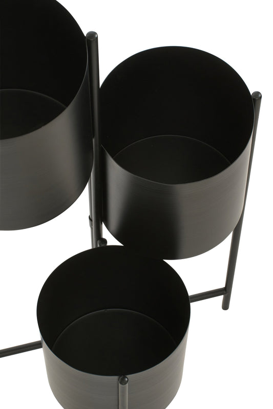 Flowerpot 3 Pots Iron Black