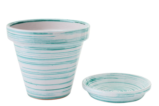 Flowerpot Ceramic Mint Green/White Large
