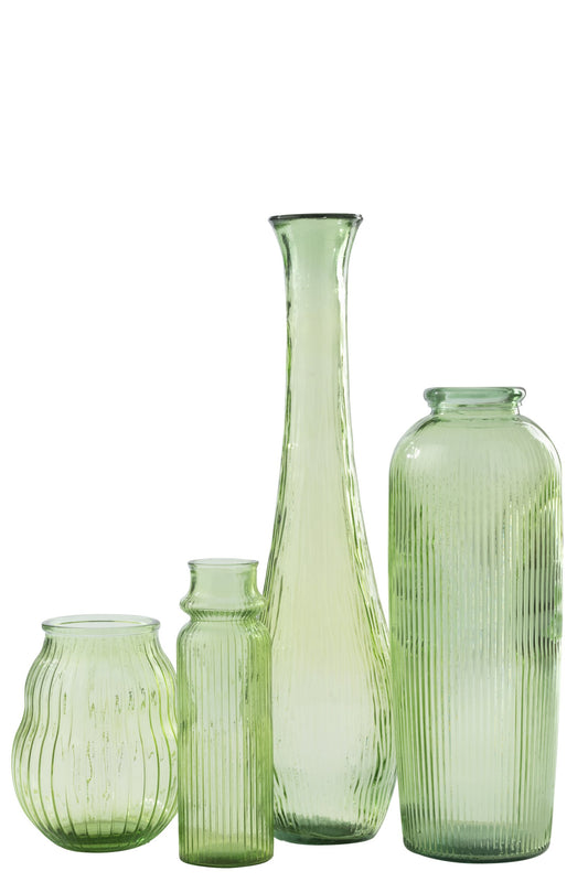Floor Vase Striped Glass Light Green