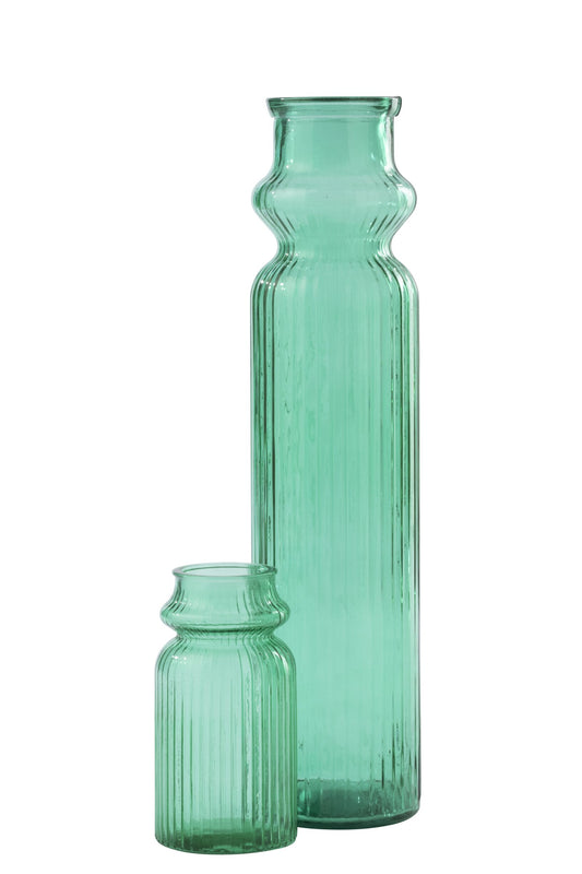 Vase Striped Glass Emerald Green