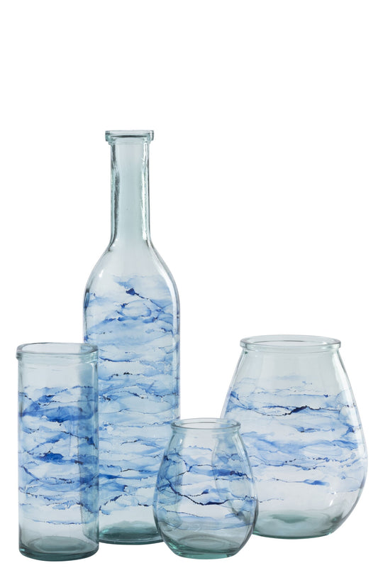 Floor Vase Waves Glass Blue