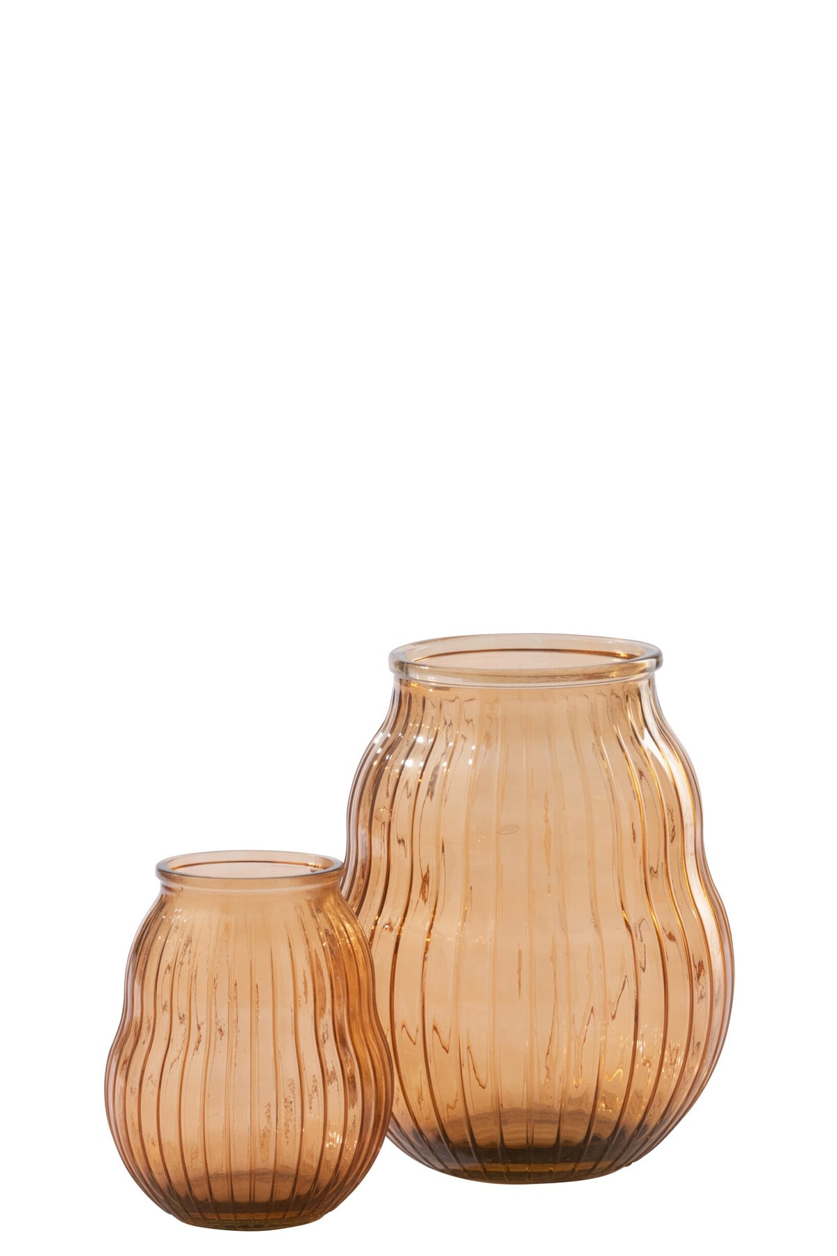 Windlicht Gestreept Glas Oranje