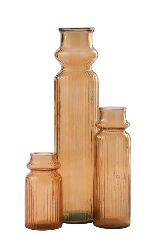 Floor Vase Striped Glass Orange