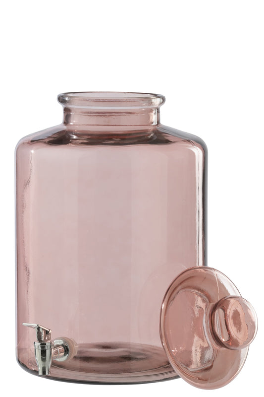 Drank dispenser glas zalm roze