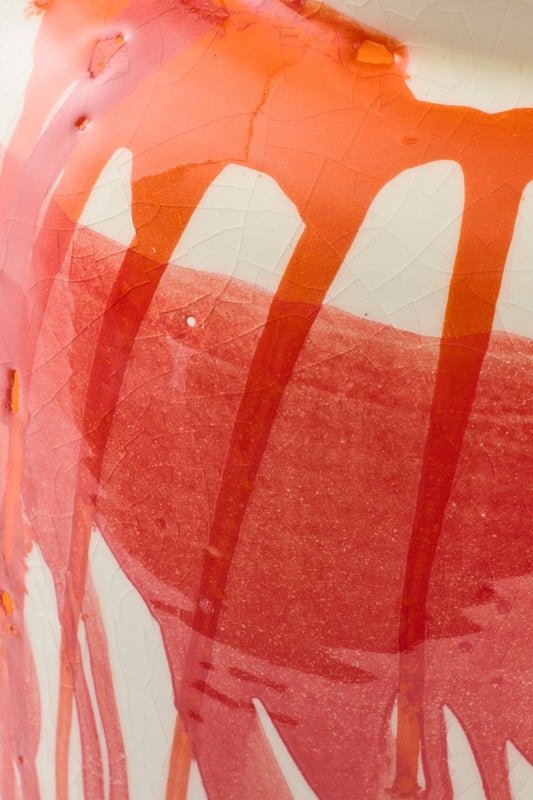 Floor Vase Ceramic Orange/White