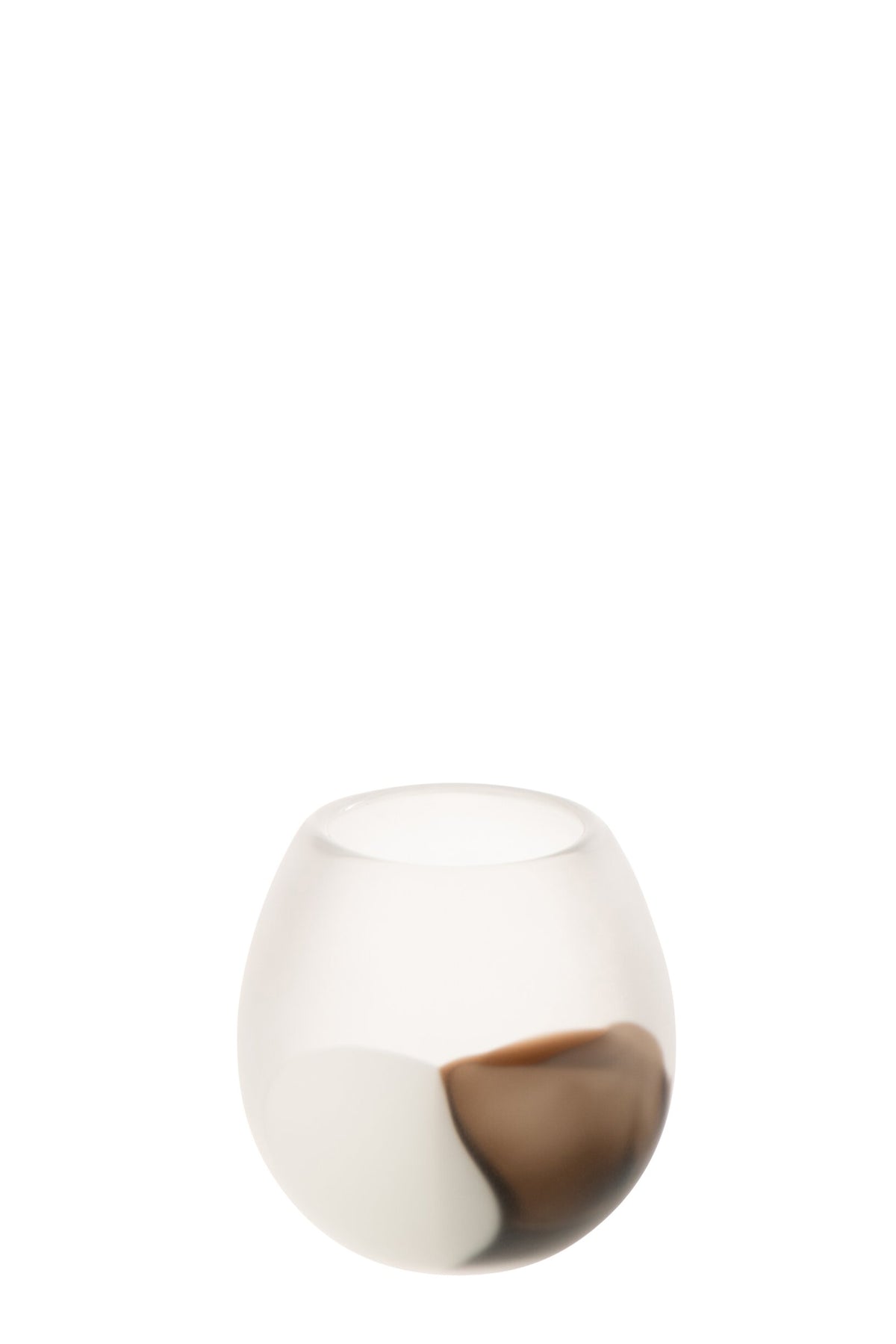 Windlicht Bal Glas Wit/Bruin Small