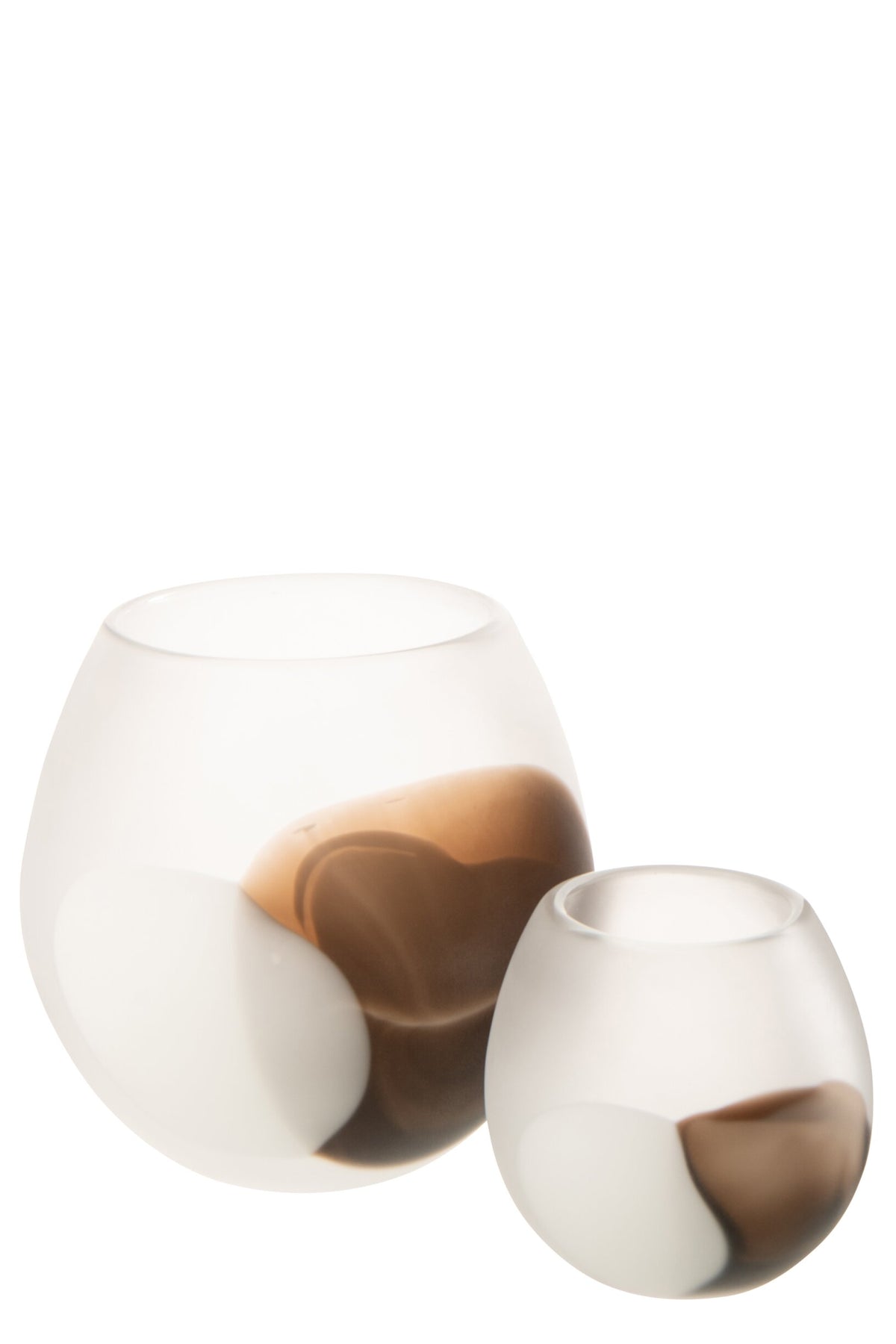 Windlicht Bal Glas Wit/Bruin Large