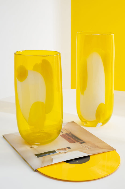 Vase Mona Glass Transparent/Yellow Small
