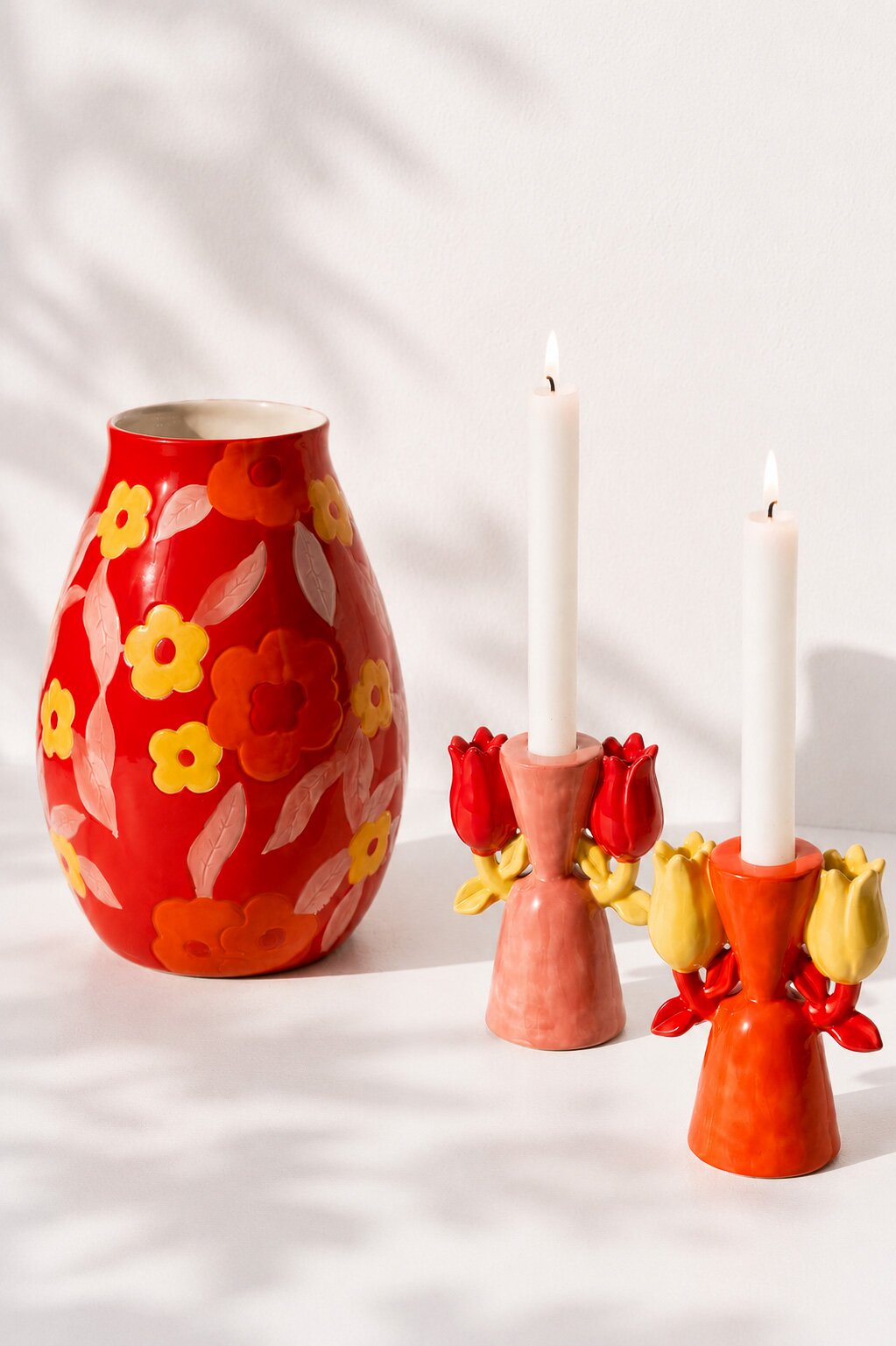Kaarshouder Tulip Dolomiet Meerkleurig Assortiment Van 2