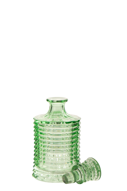 Karaf geribbeld glas lichtgroen