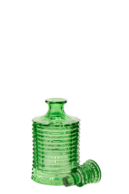 Karaf geribbeld glas groen