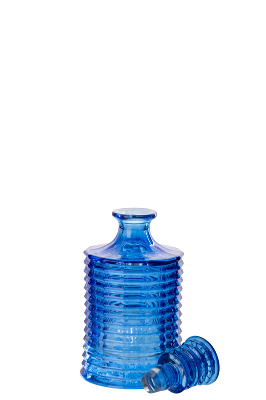 Karaf geribbeld glas kobalt blauw