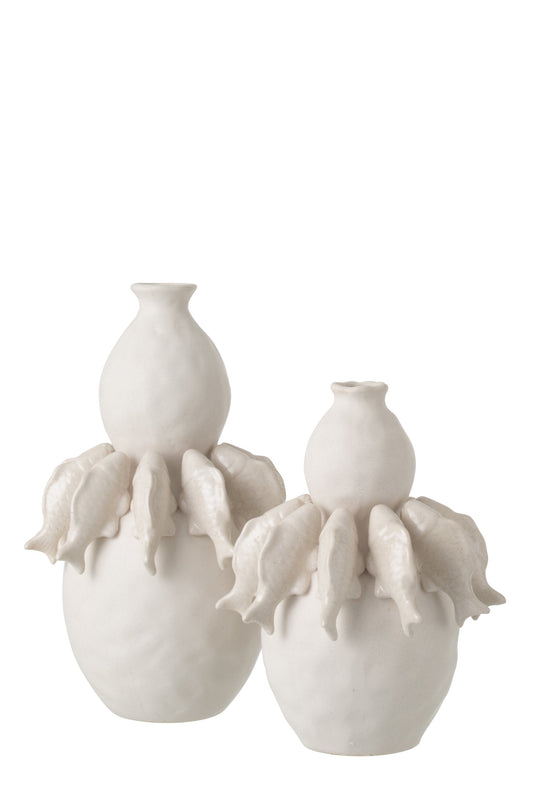 Vase Fish Ceramic Off-White Large