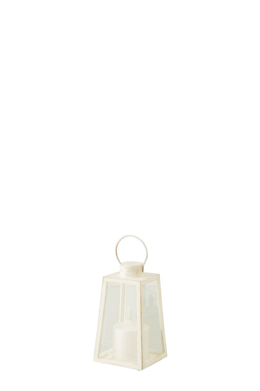 Lantaarn + Candle Led Glas Wit Small
