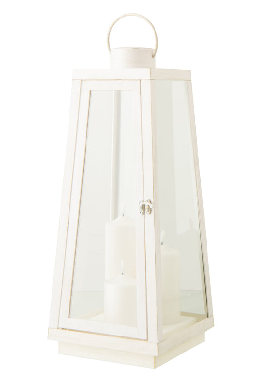 Lantaarn + Candle Led Glas Wit Large