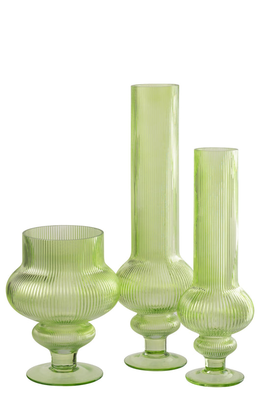 Vase Ada Ribbed Glass Green Large