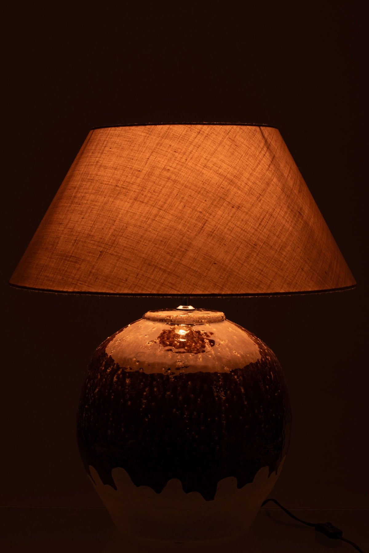Table lamp 2 parts round clay white/dark brown