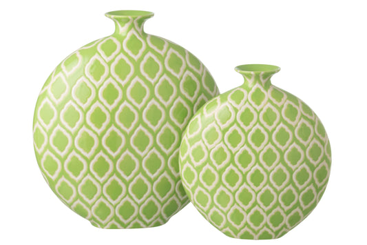 Vase Checkered Porcelain Green/White Large