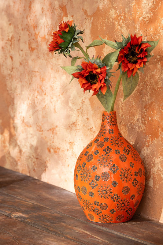 Vase Billy Porcelain Orange/Black Large