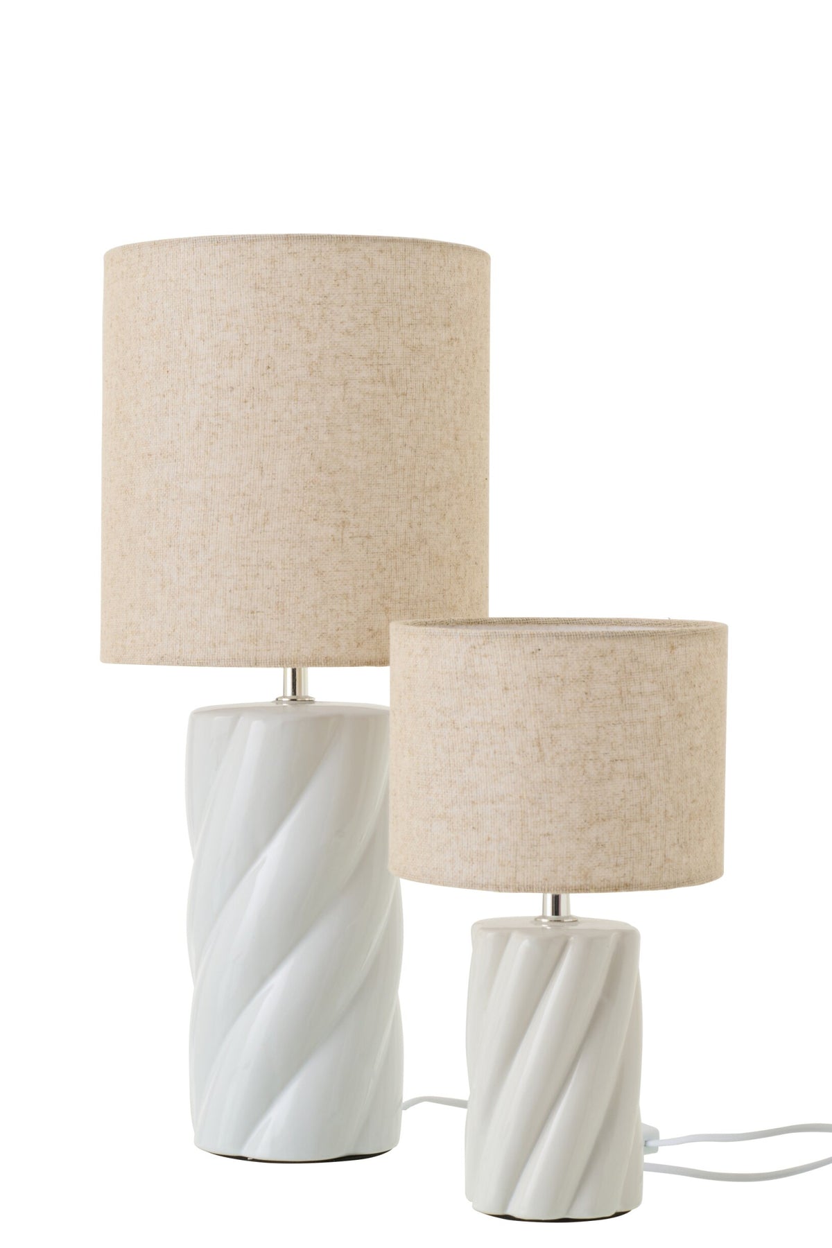 Table lamp curly ceramic white/natural large