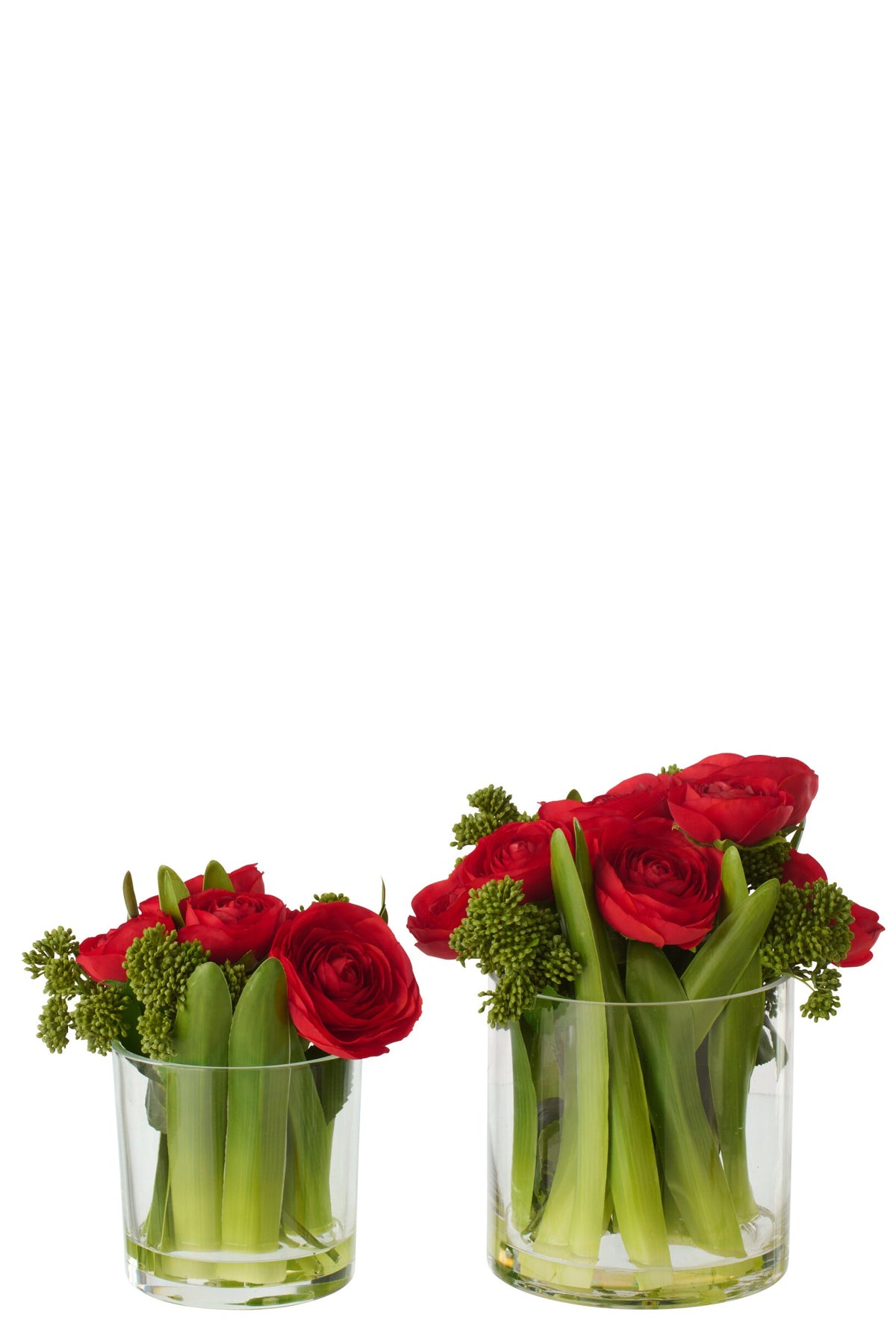 Ranunculus In Vase Fabric Red/Transparent Large