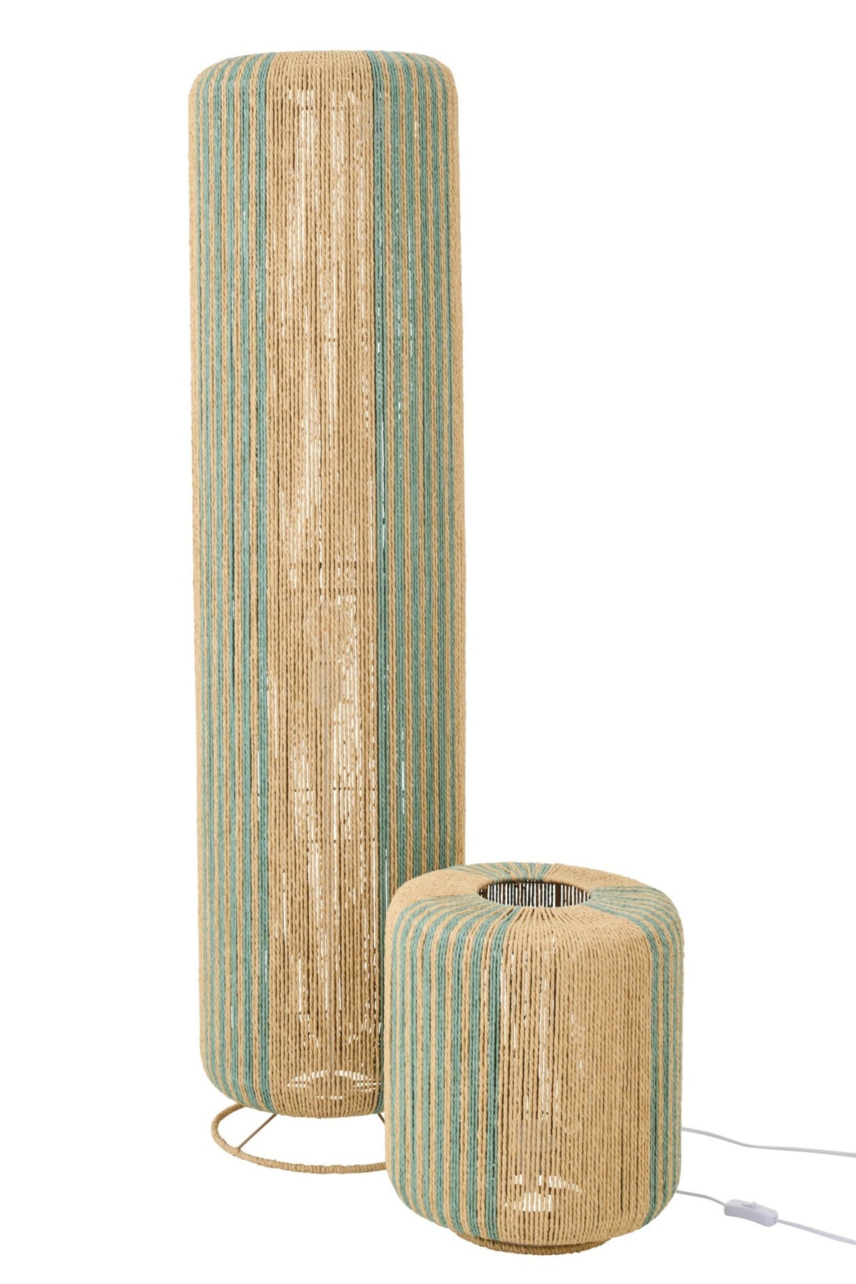 Floor lamp rope cylinder metal turquoise/natural large