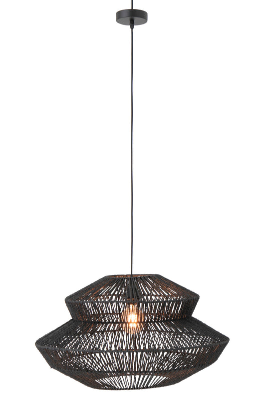 Plafondlamp touw metaal zwart klein