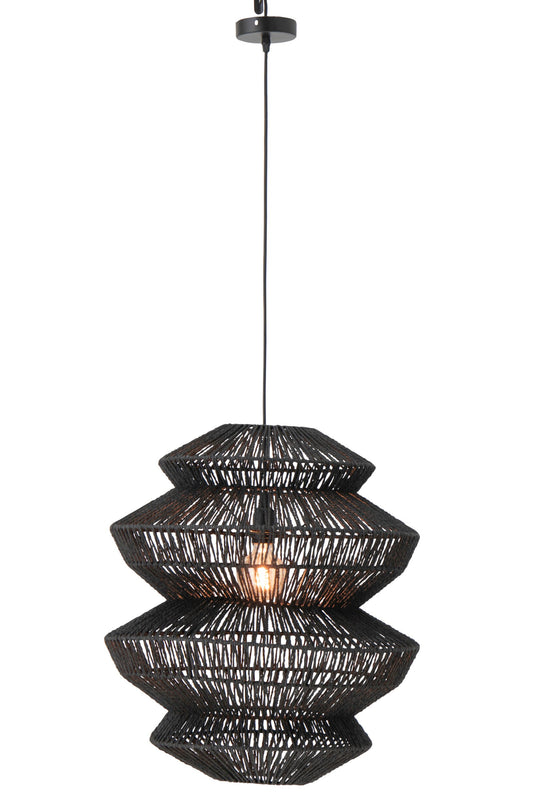 Plafondlamp touw metaal zwart groot