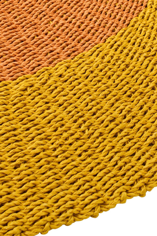 Rug Striped Raffia Warm Yellow/Dark Orange