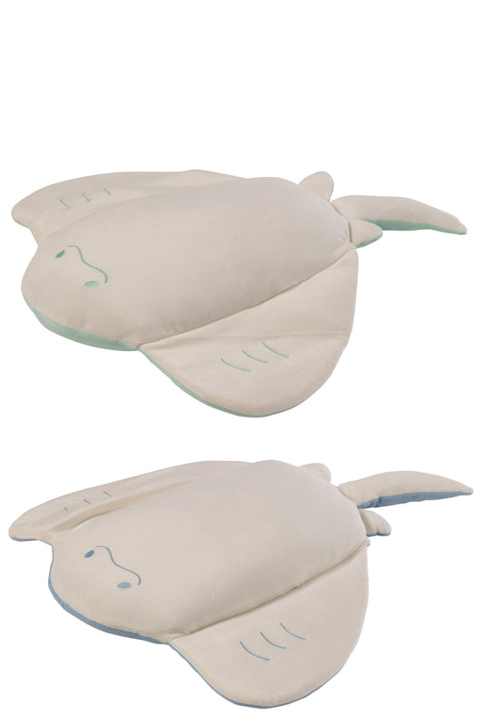 Pijlstaartrog polyester lichtblauw/mintgroen assortiment van 2