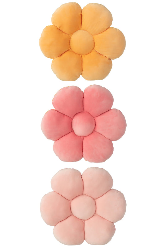 Flower Polyester Pink/Orange Assortment Of 3
