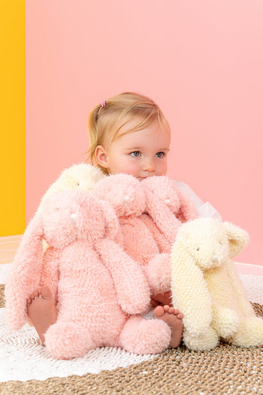 Konijn polyester roze/geel groot assortiment van 2