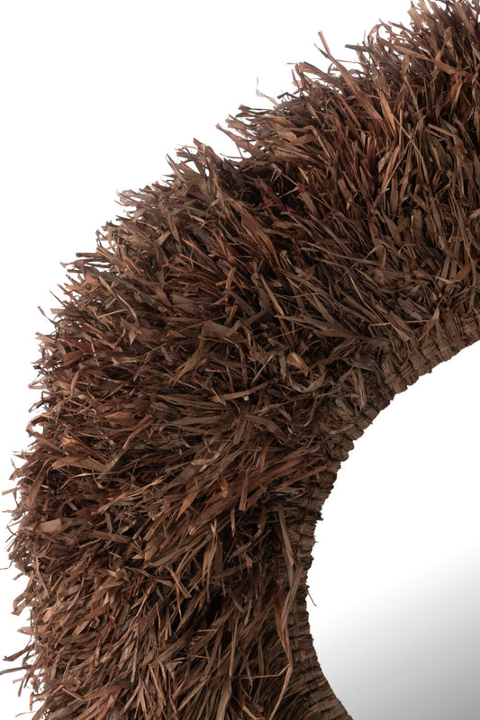 Wall Mirror Round Sisal Dark Brown
