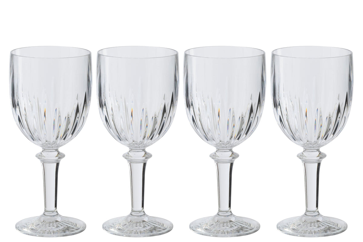 Set van 4 wijnglas acryl transparant
