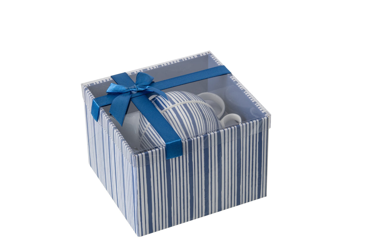 Theepot porselein blauw/wit assortiment van 2