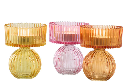 Theelichthouder Glas Multi Assortiment Van 3