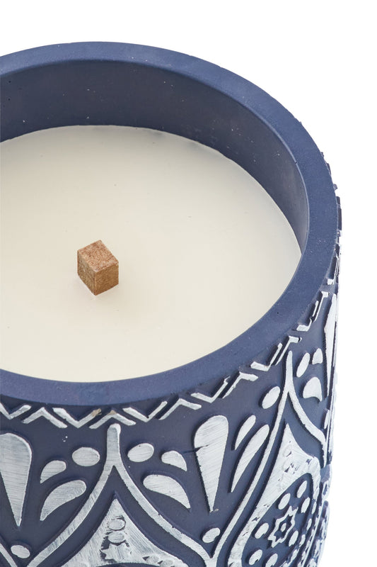 Kaars Terracotta Blauw/Wit Large