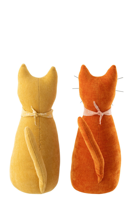 Doorstop Cat + Scarf Polyester Warm Yellow/Dark Orange Assortment Of 2