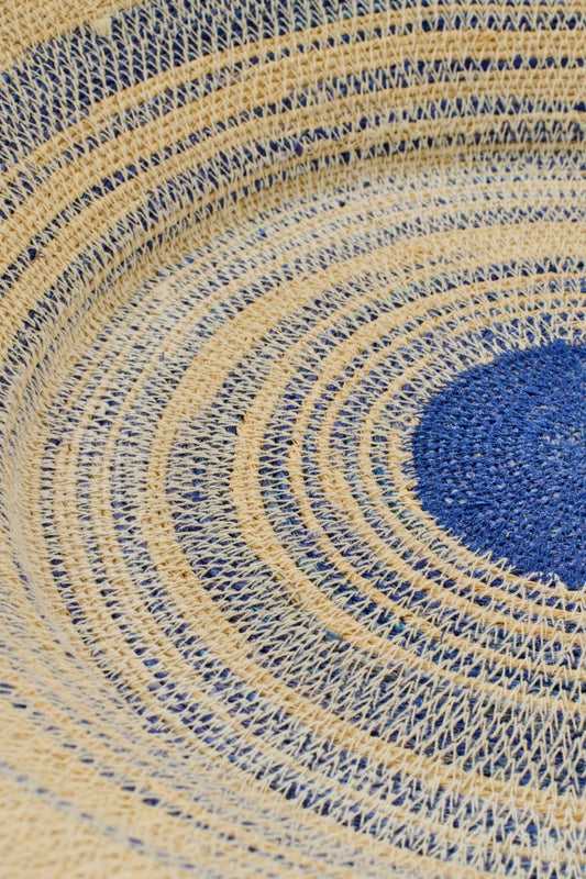 Decorative Tray Striped Seagrass Natural/Blue