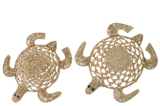 Set Of 2 Wall Object Turtle Seagrass Natural