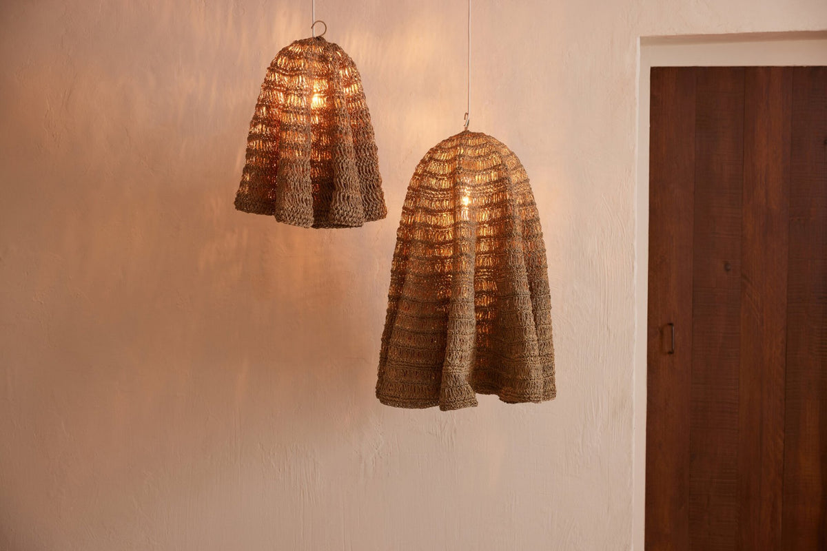 Large natural woven leaf lampshade