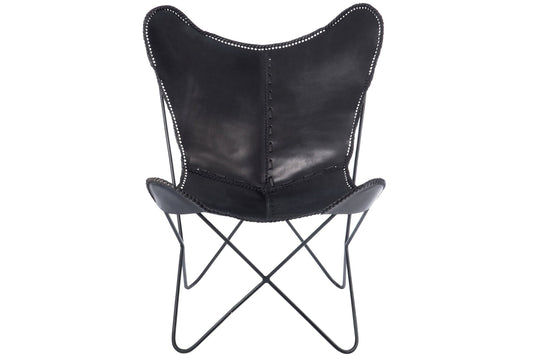 Lounge Chair Leather/Metal Black