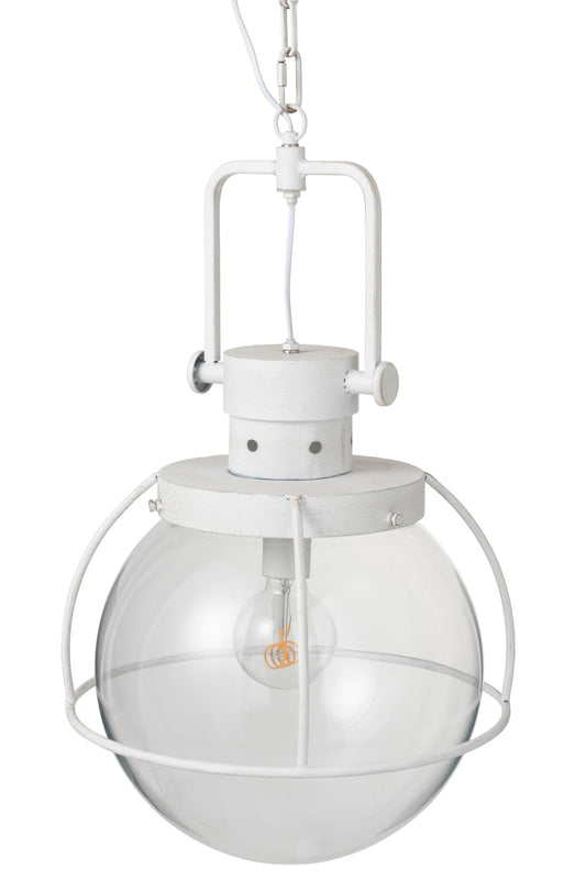 Hanglamp bol glas/metaal wit