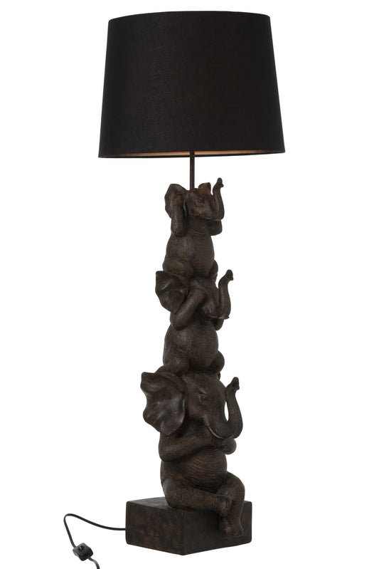 Lamp 3 olifanten polyresin bruin