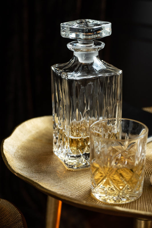 Fles + stop geslepen glas transparant
